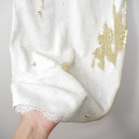 Free People Gold/ Ivory Seeing Double Sequin Dress Size S - Picture 7 of 15
